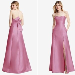 ALFRED SUNG Pink Strapless Maxi Dress